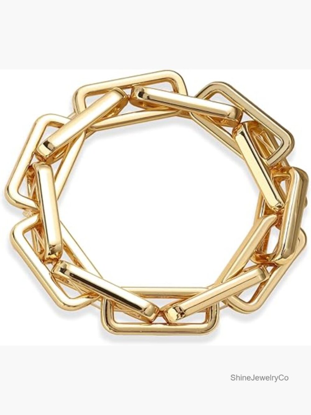 Gold Chain Link Bangle Bracelet Stretch Cuban Link Jewelry